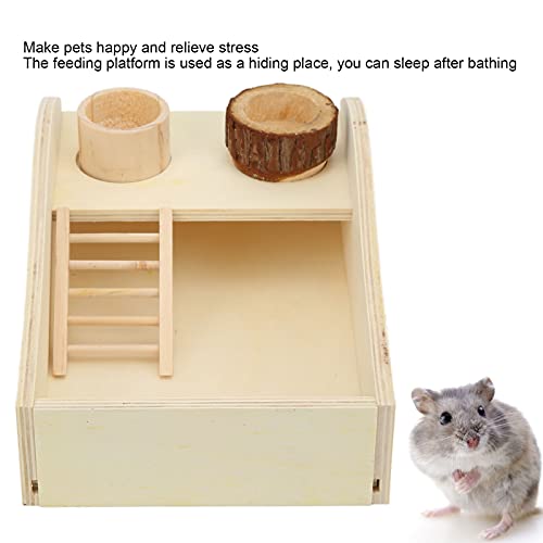 Caixa de Banho de Areia de Hamster, Recipiente de Banheira de Areia de Hamster de Madeira, Chuveiro