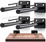 Invisible Floating Shelves Brackets - 4 x 6 Heavy-Duty Powder Coated Stainless Steel Blind Shelf...