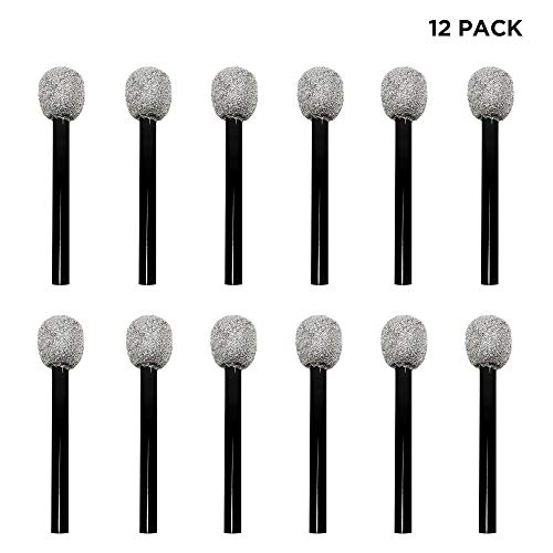 Windy City Novelties (12 Pack) Silver Glitter Pretend Toy Microphone for Kids Party Favors