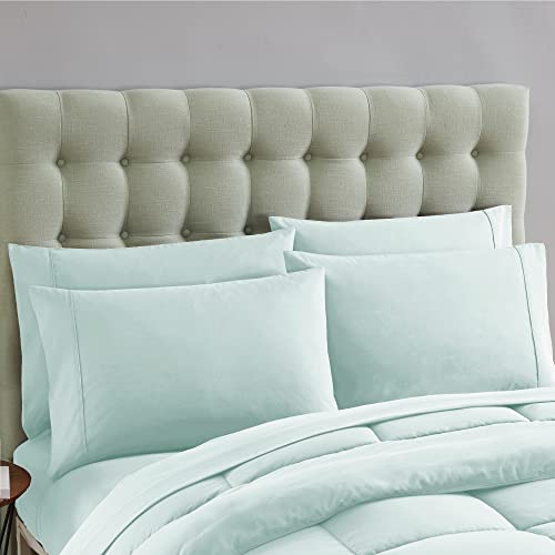 Draps de lit luxueux et parure microfibre turquoise pour lit simple - 6
