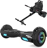 MEGA MOTION Hoverboards avec Hoverkart pour Enfants, Hoverboards à Deux Roues de 6,5 Pouces avec Haut-Parleur Bluetooth, avec Lumières LED, Cadeau pour Enfants