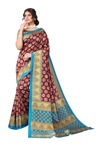 TRAFAART Sari Tradicional De Seda Artificial Para Mujer India Con Blusa Sin Coser Purple