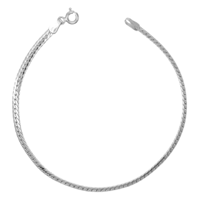 Bracelet Femme Or Blanc Véritable - Maille Anglaise