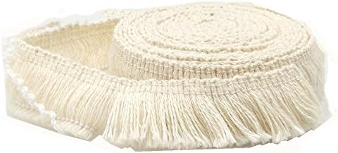 FQTANJU 5 Yards Cotton Tassel Fringe Beige Lace Trim for Sewing Edging Trimming Curtain Blanket Hanging Rugs Clothing Home Decor (2cm)