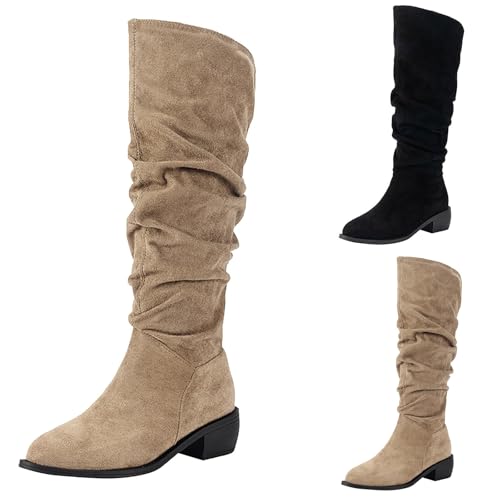 Bottines à talon bloc bas pour femme en daim synthétique doux