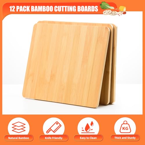 Set de 12 tablas para cortar de bambú 11.5x9.8 pulgadas miniatura 2