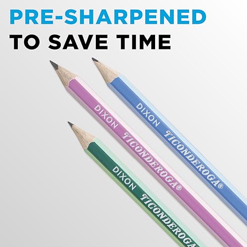 Image of Ticonderoga X13910 Striped Wood-Cased Pencils, 2 HB Soft, Pre-Sharpened, 10 Count, Assorted Colors