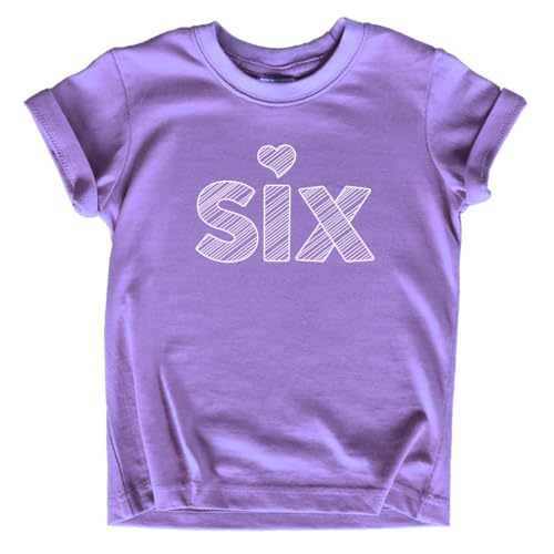 6th Birthday Shirt Girl Toddler Outfit 6 Year Old Girls six Happy Bday Sixth Gift Heart tee