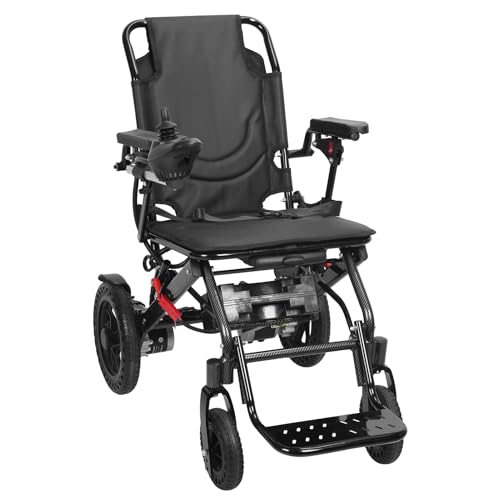 Silla de ruedas eléctrica plegable, ultraligera de 22 kg, rango de viaje de 12 millas, motor de 500 W, silla de ruedas eléctrica todo terreno con neumáticos antiinclinación