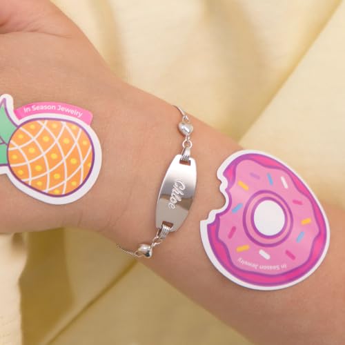 925 Sterling Silver Adorable Heart Tag Identification Bracelet For Toddler Girls To Teens - Beautiful Name Plate ID Bracelets For Young Girls - Heart Shaped Bracelet For Girls Engraved Name3