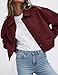 PRETTYGARDEN Women's Faux Suede Cropped Jacket Casual Lightweight Fall Fashion 2025 Winter Coats Outerwear Trendy Clothes (Burgundy,Small)