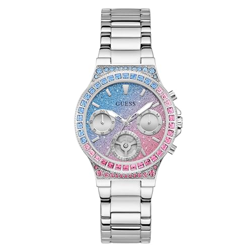 Guess - Reloj de Pulsera para Mujer, 36 mm, de Acero Inoxidable, con Esfera múltiple, Color Plateado