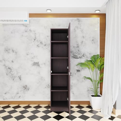Image of VIKI Wardrobe | Wooden Almirah for Clothes,Door for Bedroom, 1 Door Wardrobe with Doors (Dark Wenge - 40D x 40W x 180H) | 1 Year Warranty | DIY
