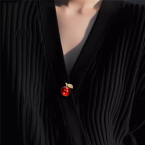 Image of Red Apple Fruit Little Brooch Rhinestone Crystal Lapel Pin for Women Girls Men Cute Dress Accessories Brooches Xmas Festival Ornament Christmas Eve School Teacher Student Appreciation Award Gift Corsage Pin Jewelry Birthday Graduation
