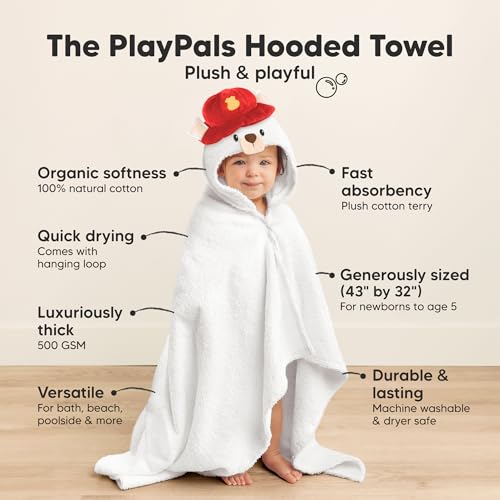 Image of KeaBabies Organic Baby Towel with Hood for Girls, Boys, Soft (Parker) | Absorbent 100% Cotton Hooded Baby Towels for Newborns, Infants, Large Hooded Bath Towels for Babies, Kids, Toddler 1-3