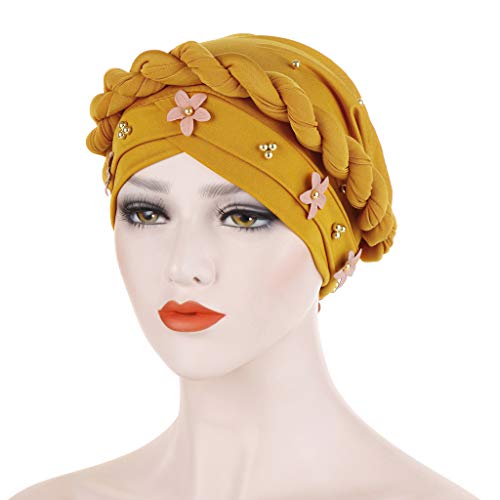2 pçs boné de bola base envoltório chapéu feminino boné com contas trança lenço de cabeça turbante b