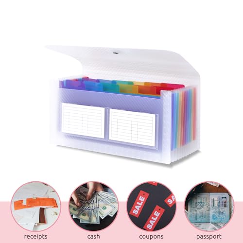 SKYDUE Organizador de cupons de recibos, 2 pacotes com 13 bolsos, organizador pequeno de arquivos sa