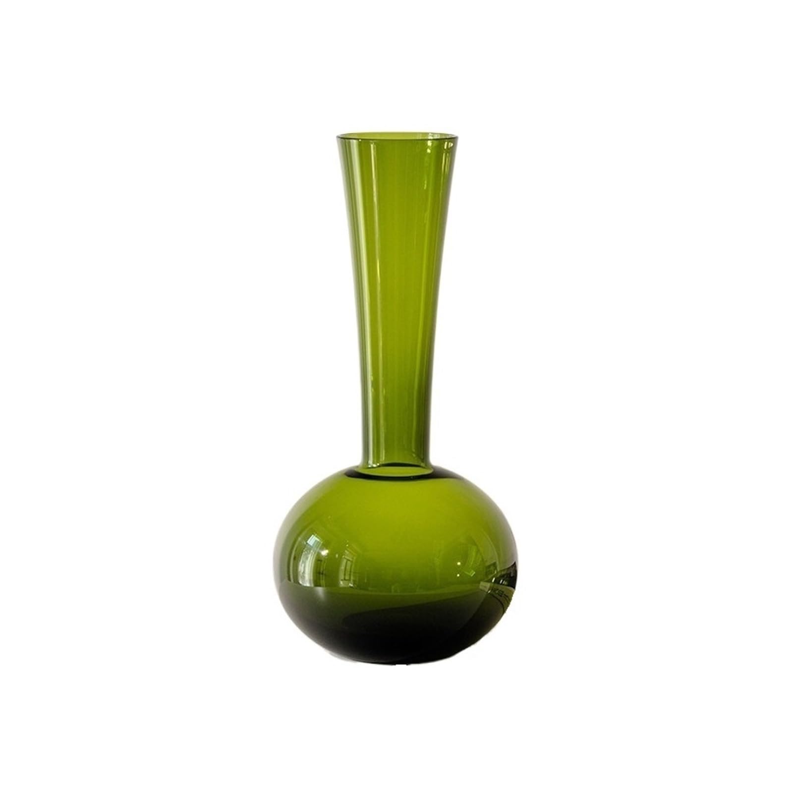 Vase en Verre Vert Vintage à Long col, décoration de Salon, Arrangement Floral et Maison Décoration d'intérieur(Moyen)