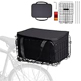 Bike Basket, Folding Bike Basket Rear, Most Bikes & Electric Bicycle Compatible Featuring a Bike Folding Metal Basket with Detachable Waterproof Lining Bag, Ideal for Road Commuting & Mountain Biking