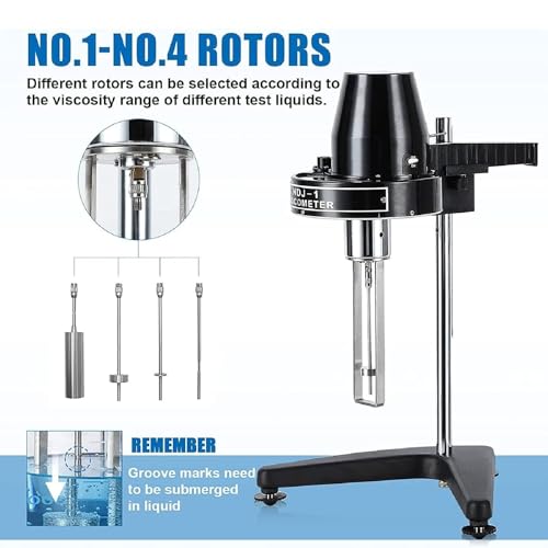 Viscosímetro rotativo portátil para Newton líquido, medidor de fluidos 10-100.000 mPa·s con 4 husillos para acabados de pintura y aceite