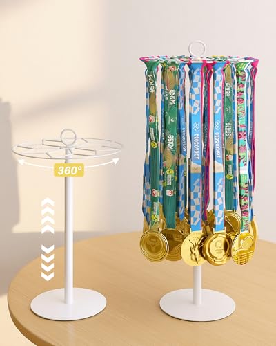 Exhibidor giratorio para medallas colgador ajustable de pared y soporte de honor