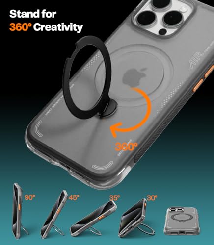 Image of TORRAS Ostand Q3 Air for iPhone 15 Pro Case with 360 Magnetic Stand, Fit for MagSafe, Mil-Grade Drop Tested, Camera Control Button, Shockproof Phone Case for iPhone 15 Pro 6.1 inch, Shadow Black