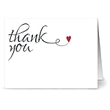 Heart Felt Thank You - 36 Thank You Note Cards - Blank Cards - Red Envelopes Included