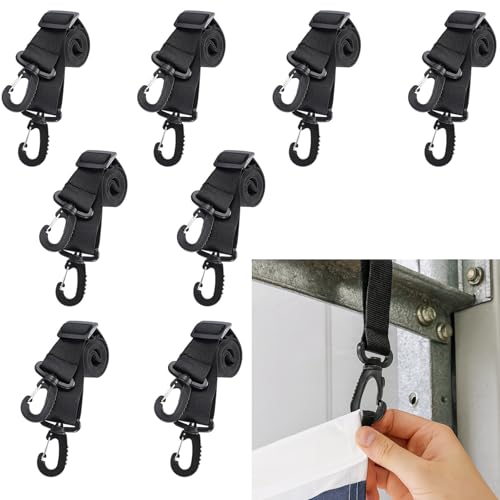 Tritaraesa 8 Pcs Christmas Garage Door Banner Clamps Garage Buddy nstallation Kit Clips Large Door Cover Hanging Hook Tools Mural Clip for Xmas Party Decorations Home (Back)