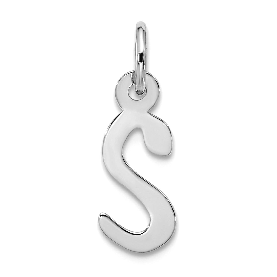 Collar con dije de letra de bloque inclinado grande de oro blanco de 10 quilates de 6,2 mm, monograma personalizado con inicial S, para mujer