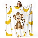 Mantas para Sofá de Franela Mono Manta Polar de Microfibra, Suave, Ligera, Cálida y Mullida, Transpirable Plátano Mantas de Sofa, Cama o de Sala de Estar, Cobijas de Invierno L552