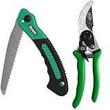 Scotts 2-Piece Pruning Tool Set – Includes 8 in. Bypass Pruning Shears for Live Plants and Soft Stems, and 7.5 in. Folding Saw for Cutting Thick Branches