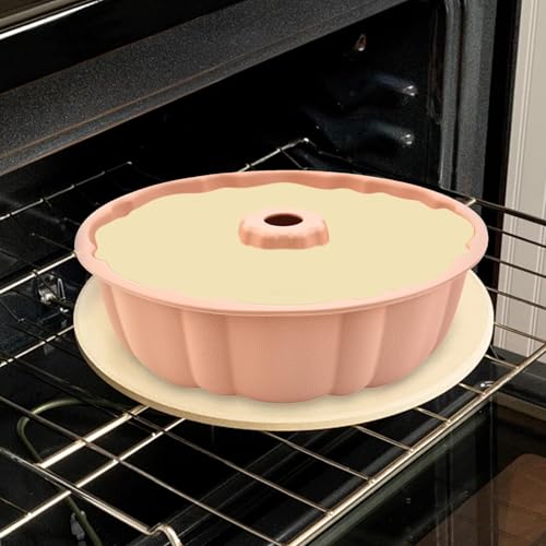 24cm/9.6in Non-Stick Fluted Cake Tin, Round Baking Tin, Cake Mould Baking Pan, Ring Cake Mould, Birthday Round Tube Moulds, Savarin Moulds for Chiffon Cake Cheesecake Gugelhupf (Pink) - Image 6