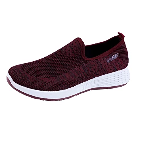Generiska fritidsskor dam slip-on, sneakers dam nätlöparskor andas promenadskor mjuka lätta träningsskor casual slip-on skor platta tygskor enfärgade ortopediska skor, svart, 40 EU