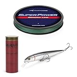 KastKing Superpower Braided Fishing Line Texas Edition - 20lb 4X 200yds with 3.7' Suspending Jerkbait, Minnow Fishing Lure with Ball Bearing Weight Transfer, Ideal for Bass, Walleye & Musky Fishing