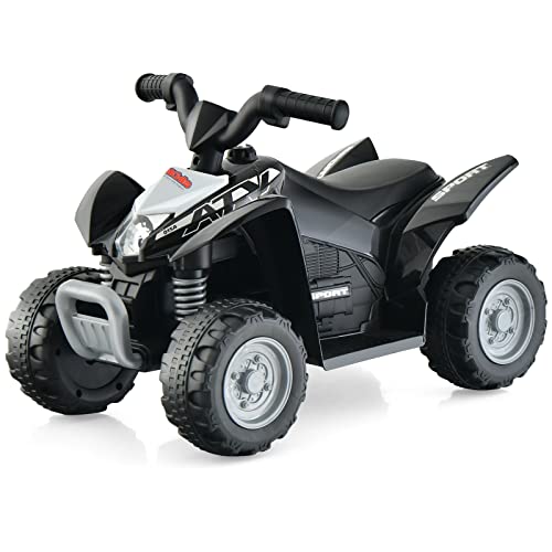 OLAKIDS Kids Ride On ATV, 6V Electric Vehicle for Toddlers, 4 Wheeler Battery Powered Motorized Quad Toy Car for Boys Girls with LED Lights, Music, Horn (Black)