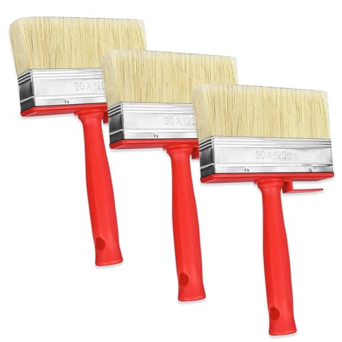 Pinceles para Paredes, 3 Piezas Brochas Pintura, 30 x 120 mm Pinceles de Superficie con Mango, Set de Cepillos para Paredes, para Bricolaje Decoración del Hogar, Decoración