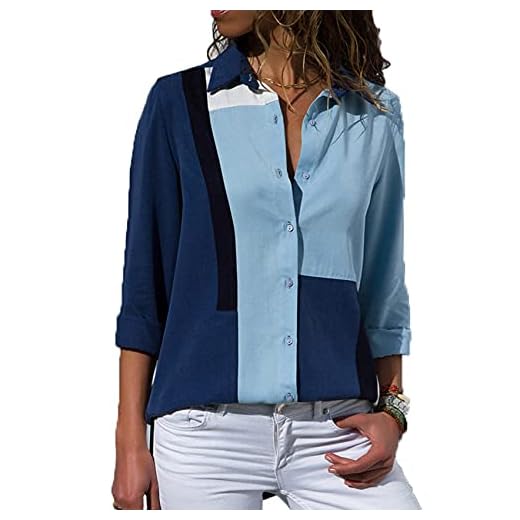 LaiYuTing Tryck kvinnor blusar långärmad tröja casual toppar elegant arbetsskjorta