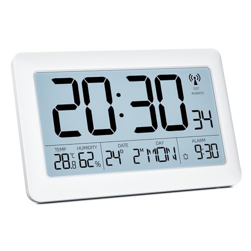 LATEC Wecker Digital Funkuhr, Funkwecker mit DCF-77, Wanduhr und Tischuhr mit 7,5