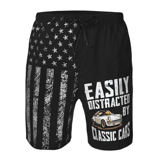 Easily Distracted by Old Classic Cars Funny Car Lovers Gift Mens Swim Trunks Bathing Suit Beach Shorts Bathing Suits4