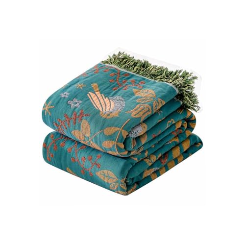 KMBFWU Yellow Boho Throw Blanket, 100% Cotton Blankets for Couch Bed, 90