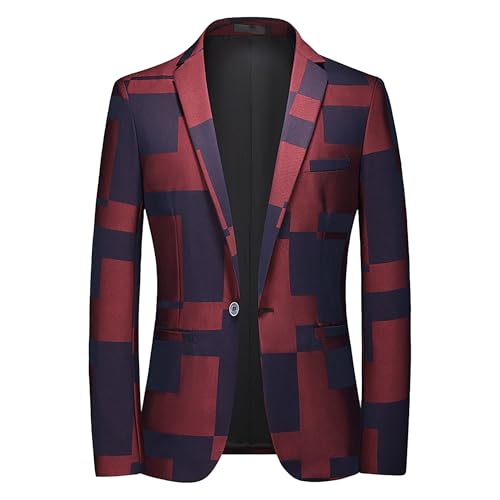 Men's Casual Slim Fit Daily Print Sport Coat One Button Prom Business Blazer Jacket Casual Suit Blazer