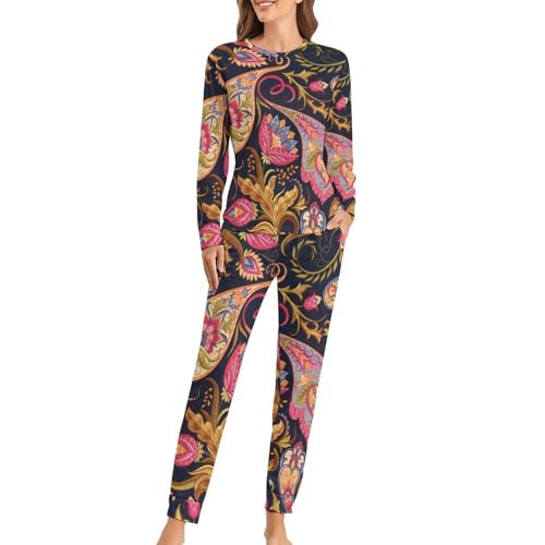 Pyjama femme paisley orange idéal pour vos soirées cocooning et matins détendus
