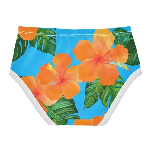 Tropical Orange Hibiscus Flowers Blue Toddler Girls Underwear 2t Cotton Panties Little Girl Bright Briefs Underpants2