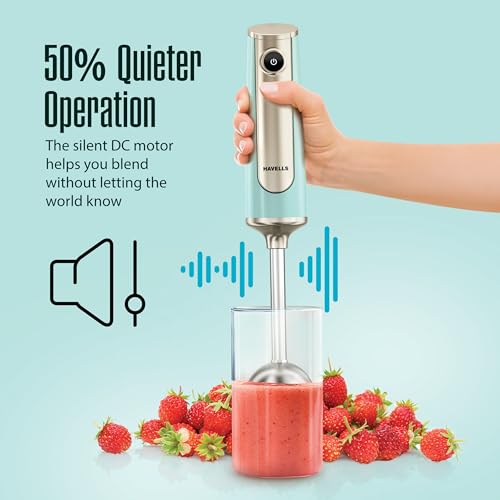 Image of Havells CRAFT Hand Blender|50% Quieter Operation|Easy Blending with 300 Watt Power|Food Grade Material - SS304 Shaft and Blade|Ergonomic One Button Operation|2Yrs Manufacturer Warranty(Blue & Gold)