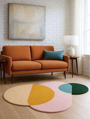 Image of Hand Made Tufted Carpet Premium Wool Abstract Irregular Design Non Slip Area Rug for Living Room Weight- |44 Pound|Size-8x10 Feet (96x120 Inch)