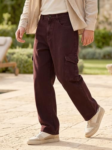 Image of Neostreak Men's Loose Baggy Fit Washed Cargo Jeans with 6 Pockets Non-Stretchable