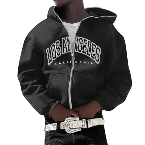 Felpa con Cappuccio con Lettere Stampa da Uomo Manica Lunga