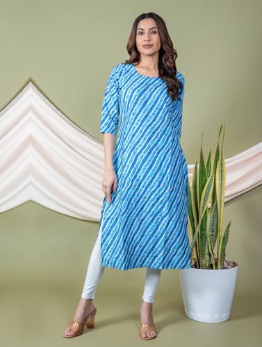 Image of Women's Straight Fit Printed Crepe Kurta, Casual Wear Kurti Design No 122
