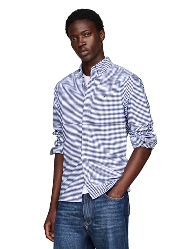 Image of Tommy Hilfiger Men's Long Sleeve Oxford Shirts in Regular Fit, Men's Button Down Shirts, Also Available in Big and Tall