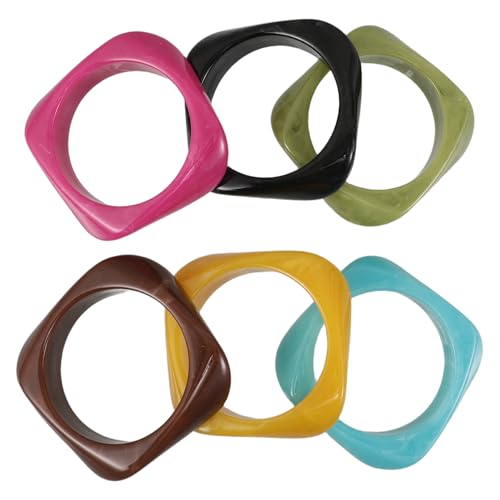 Bracelets en acrylique haut de gamme VILLCASE : 6 pièces carrées au fini minimaliste